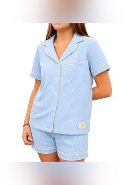 Lulu Mac Light Blue / Butter Polka Dot Pajama Set